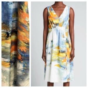 Kobi Halperin Blue and Orange Pleated Sundress